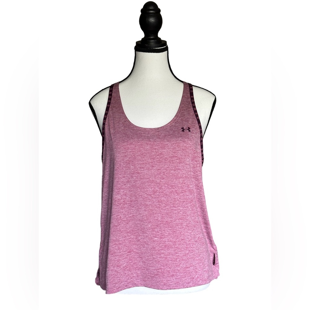 Under Armour Heat Gear Knockout Tank, Pink & Burgundy, Size M